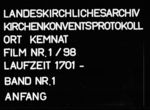 Kirchenkonventsprotokolle Kemnat Band 1 (1701-1732)